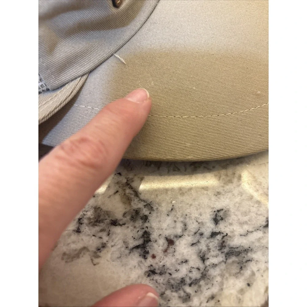 Vintage Neck panel hat cap Beige Cotton fly fishing long bill Made in usa Large